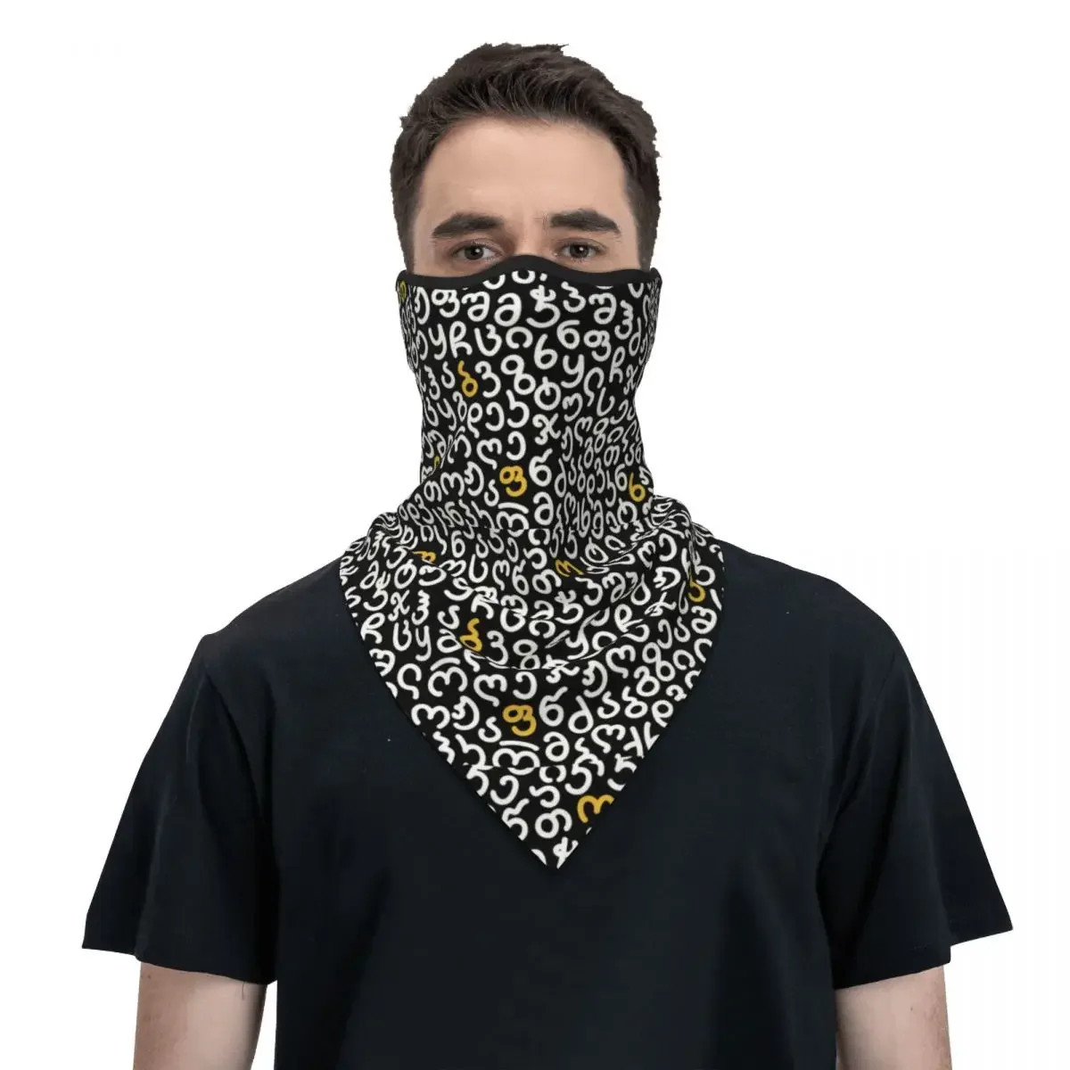 

Georgian Letters Bandana Neck Warmer Men Women Winter Ski Tube Scarf Gaiter Georgia Patriotic Gift Face Mask Cover