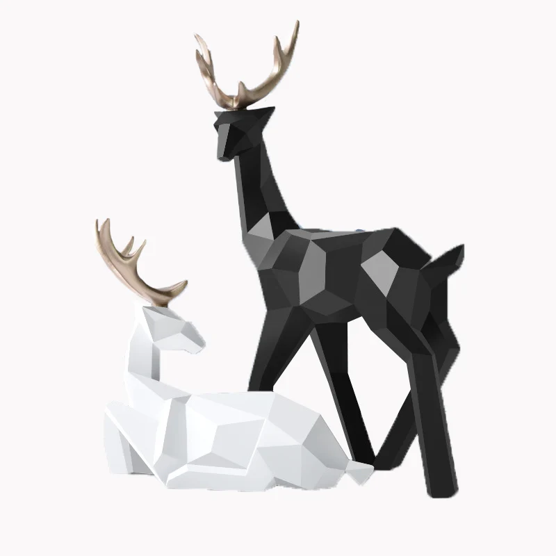 

Deer Statue Reindeer Figurines Resin Sculpture White Deers Decor Scandinavian Home Living Room Decoration Tabletop
