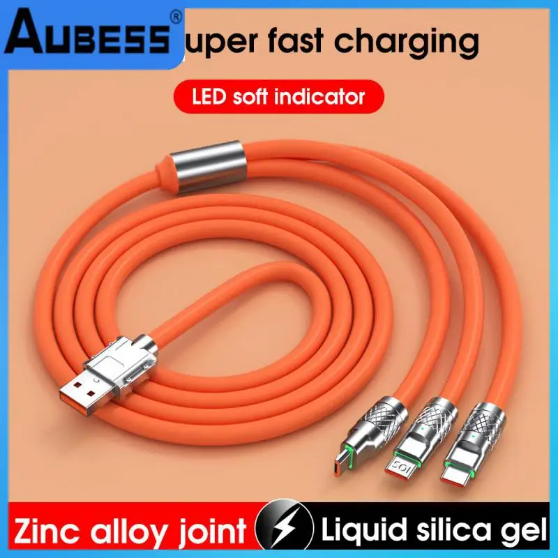 

Zinc Alloy Multi Usb Port Super Fast Charge Usb Charger Cable Quick Charge Three-in-one Data Cable Fast Charging Cord 120w Hot