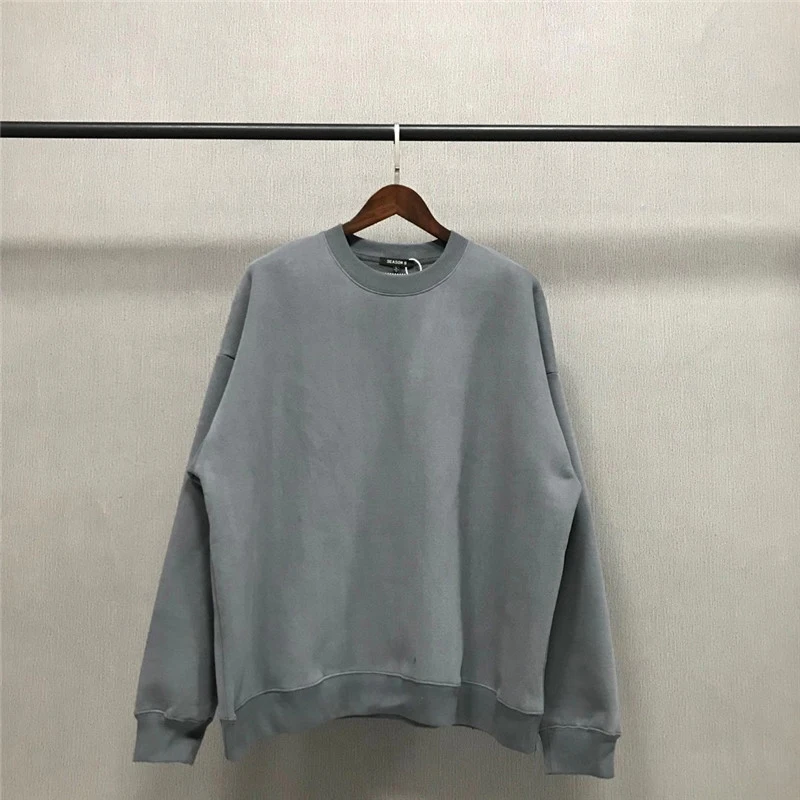 

Season 6 Pullover Men Women 1:1 Oversized Classic Solid Cotton Terry Kanye West Crew Neck Sweatshirt