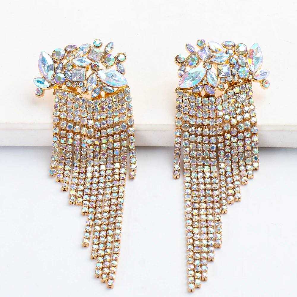 

New Vintage Crystal Tassel Dangle Earrings Female Exquisite Fashion Earrings for Women Charm Jewelry Party Gift 2022 Trend