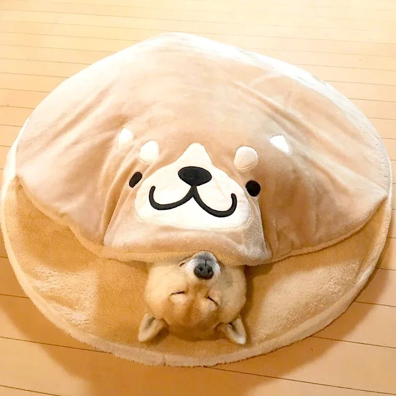Online Quatro estações shiba inu canil gato pequeno grande cão animal de estimação maca net japonês gato vermelho e tapete do cão de pelúcia sofá cama do cão ninho redondo