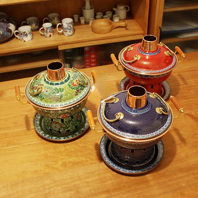 

Single Serving Hot Pot Hot Pot One Person One Pot Enamel Environment-Friendly Oil Alcohol Stove Charcoal Pot