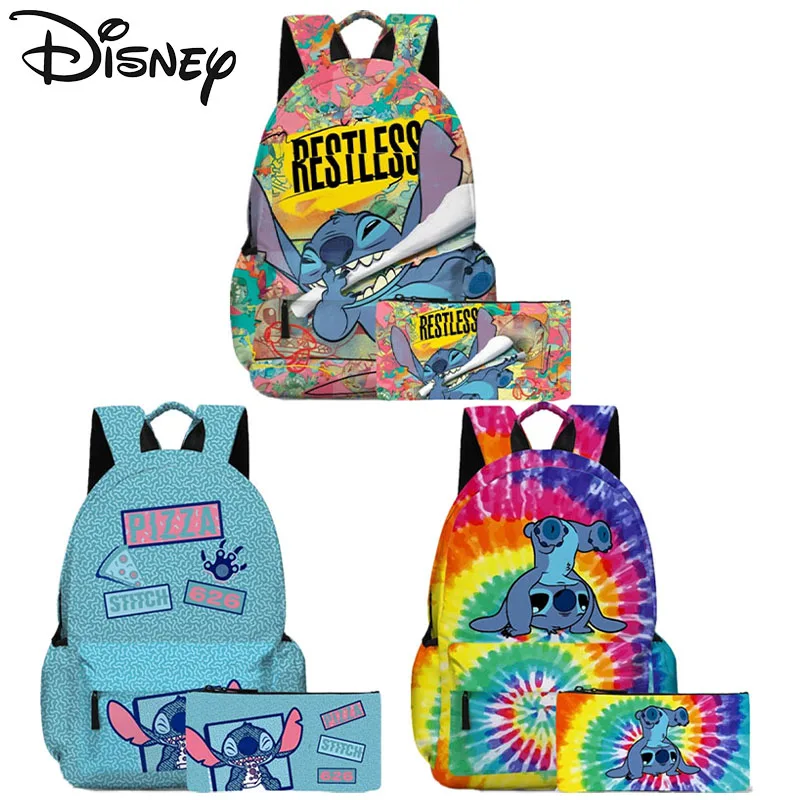 

Disney Cartoon Stitch Kids Backpack Cute Print Teen Boys Girls Casual School Bags Fashion Ladies Large Capacity Travel Bag Gifts