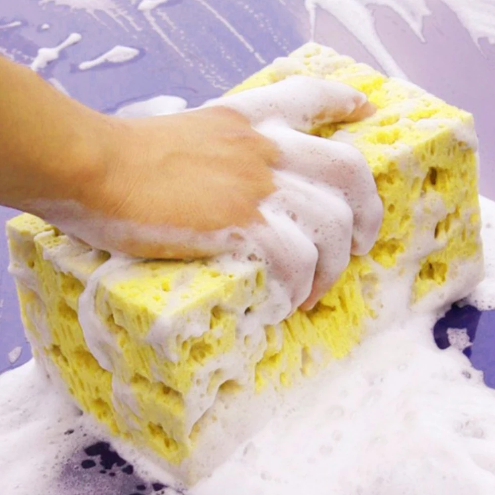 

1pcs Yellow Large Size Thickening Cleaning Washing Dirt Sponge Car Wash Sponge Anti-wear Car Wash Sponge High Density