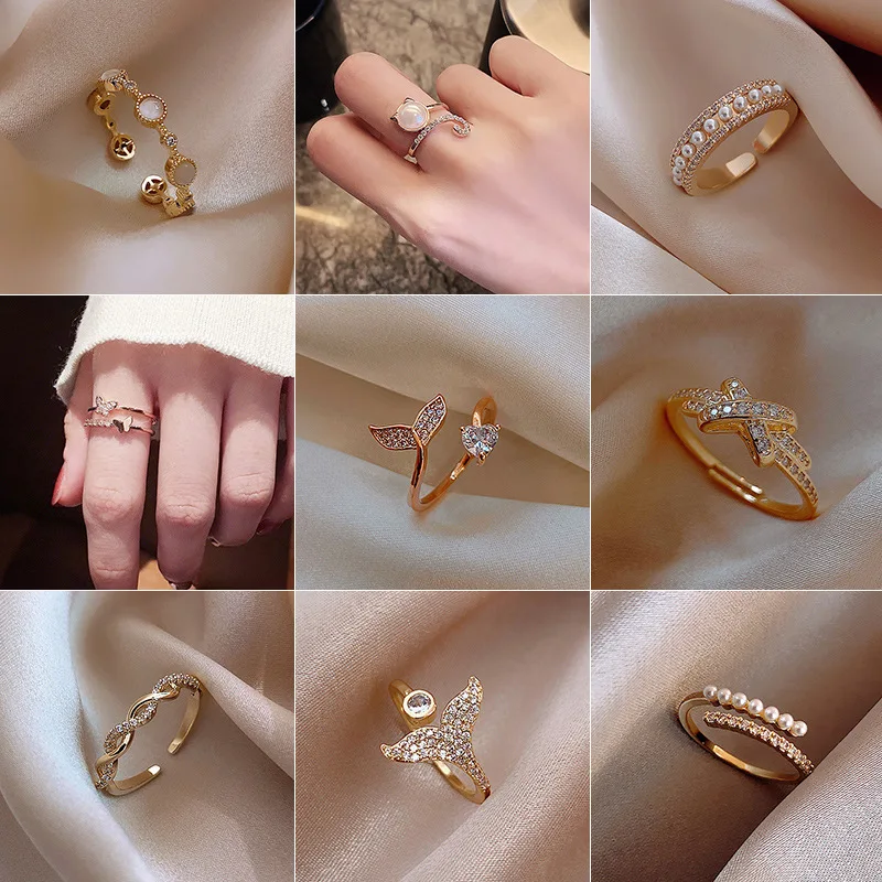 

Ins Tide Adjustable Stainless Steel Rings For Women Simple Temperament Engagement Wedding Rings Fashion Jewelry Wholesale 2021