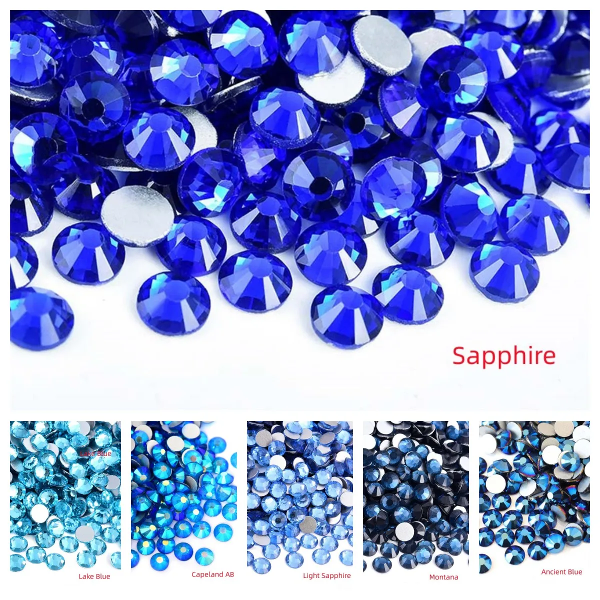 

SS3-SS30 All Blue SeriesRhinestones Non Hot Fix Flat Back Strass & Fabric Garment rhinestones for nails Decorations