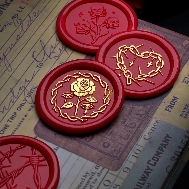 25 мм восковой штамп кукла Тьма Bear Gear сердце призрак череп шип цепи распятие мята