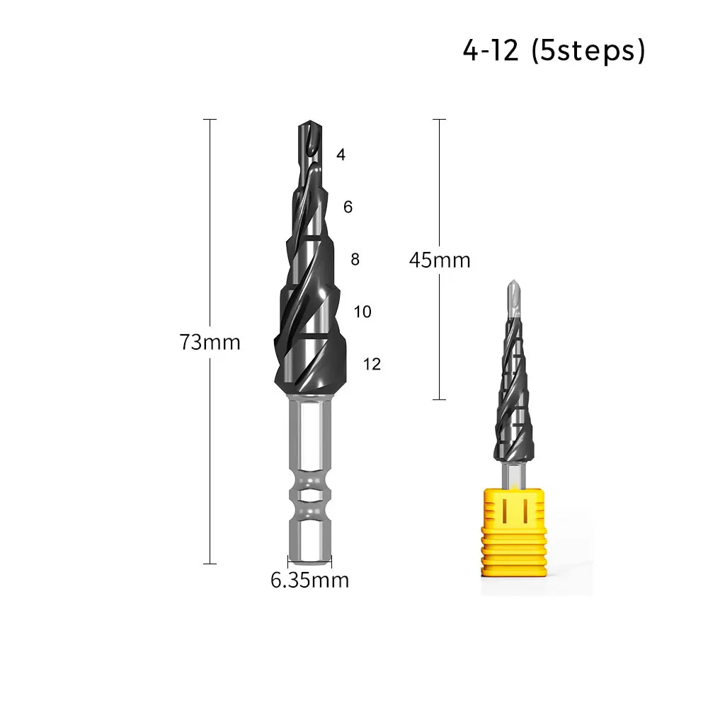 

Ступенчатое сверло Binoax 4-12 мм 3 фрезы HSS-Co TiAlN для дерева