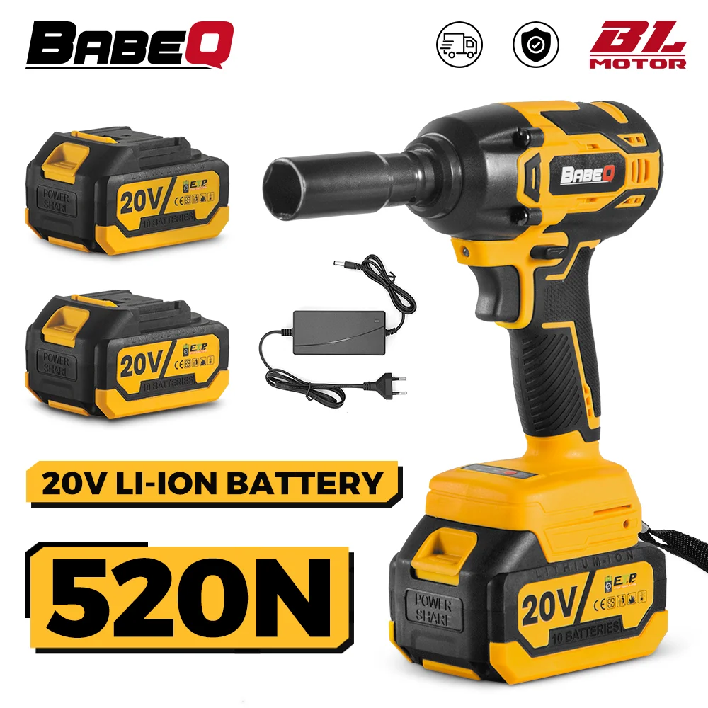 20V Electric Impact Wrench 520N.m Brushless Wrench Socket Re