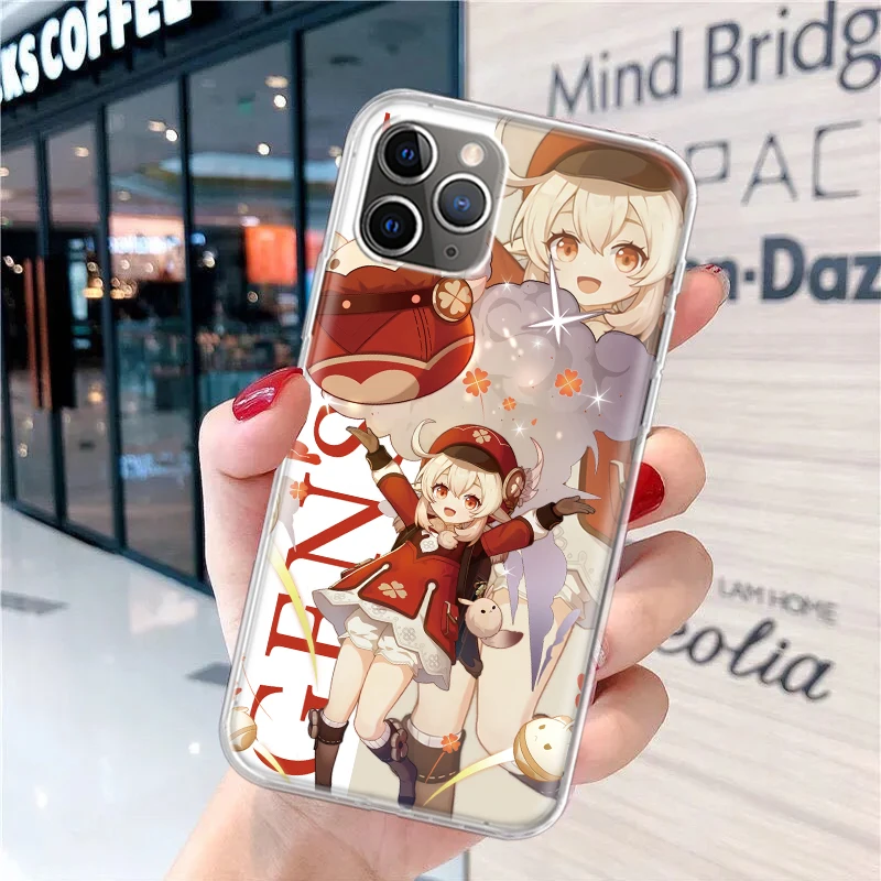 Мягкий чехол для телефона Genshin Impact с аниме iPhone 15 14 13 12 11 Pro Max 7 Plus Mini Apple XS XR X SE 2020 8 +