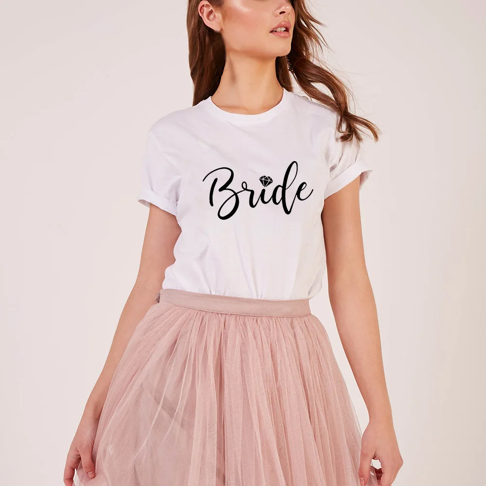 

Women Bridel T-shirt Bachelorette Party Graphic Tees Team Bride T Shirts Wedding Female Harajuku Casual Tops Camisetas Mujer