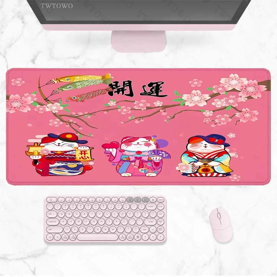 

Pink Cat Cherry Blossom Sakura Mouse Pad Gaming XL Custom Computer Mousepad XXL Keyboard Pad Playmat Non-Slip Desktop Mouse Pad