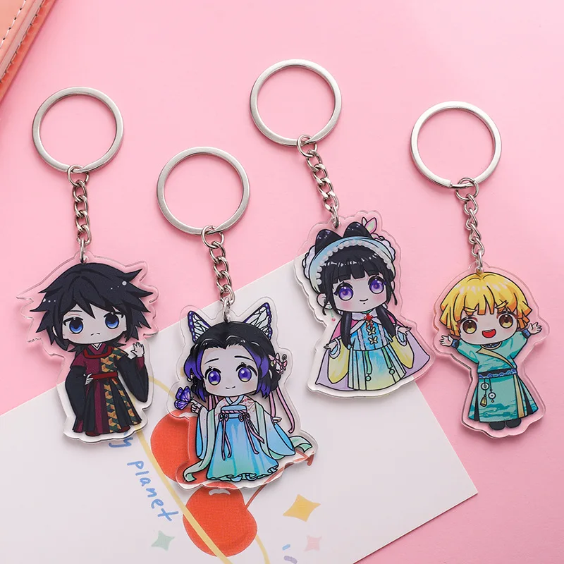 

Anime Demon Slayer Kawaii Figure Nezuko Cosplay Key Chains Acrylic Tomioka Giyuu Keyrings Cute Bags Keychain Pendant Fans Gift