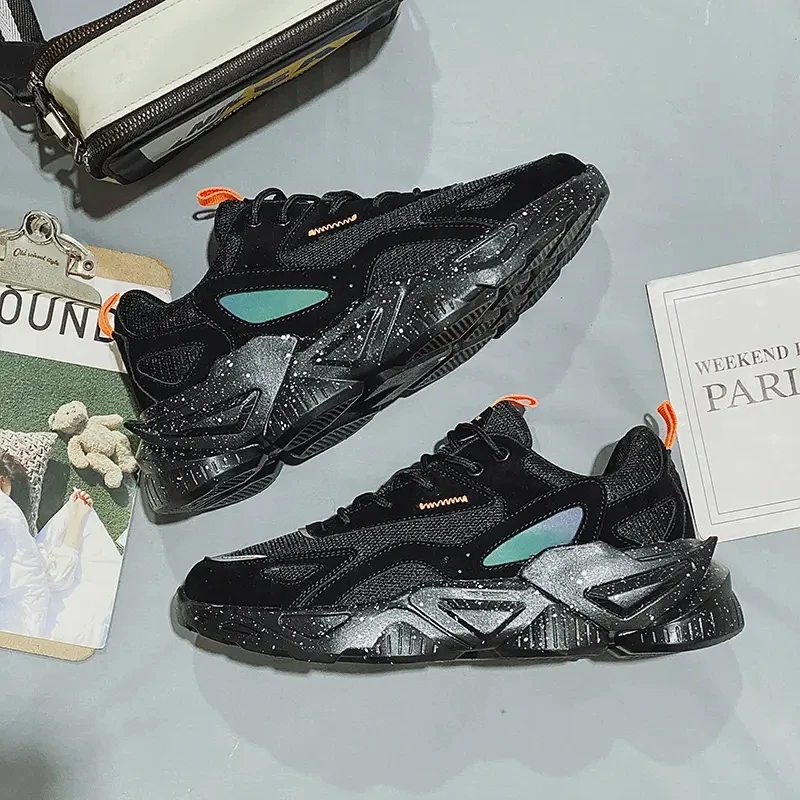 Mesh Breathable Soft Sneakers for Men Fashion Trendy Lace-up Casual Sports Shoes Outdoor Non-slip Comfortable Male Running Shoes