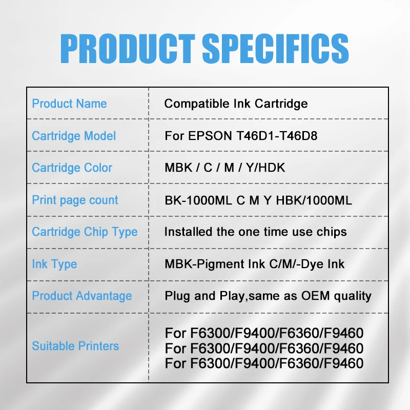 Для Epson T46D T46D1 T46D2 T46D8 картридж с чернилами пигментные красящие чернила для