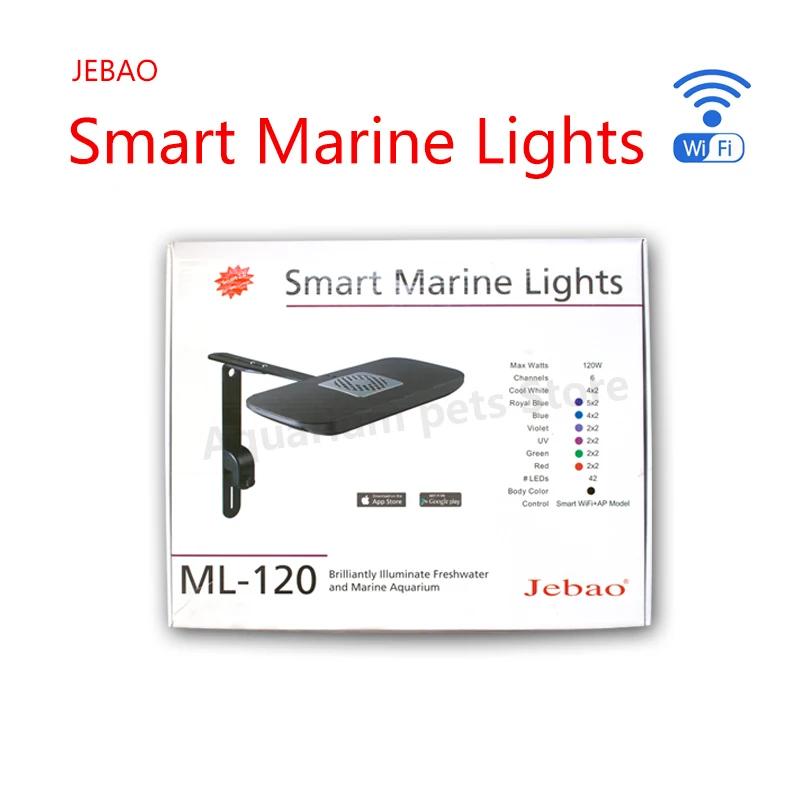 

Jebao новая аквариумная лампа для морской воды ML-60 ML-120 Коралловая Высокая мощность двойная лампа полный спектр светодиодный дистанционный WIFI ...