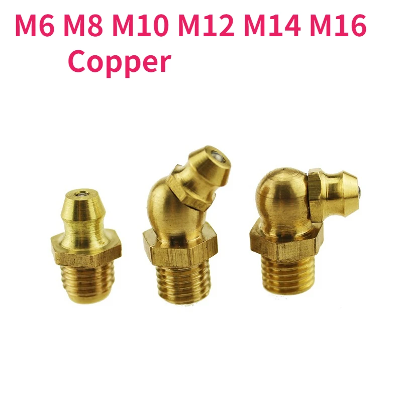 

M6 M8 M10 M12 M14 M16 Thread Straight 45 Degree Angle 90 Degree Angle Grease Nipple Fittings Kit Copper Grease Nipple