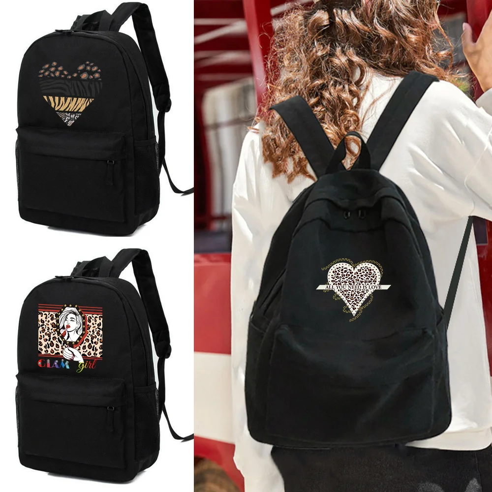 

Large Capacity Canvas Backpacks Women Leopard Print Students Bag for Teenage Girls Boy School Outdoor Travel Backpack Bookbag