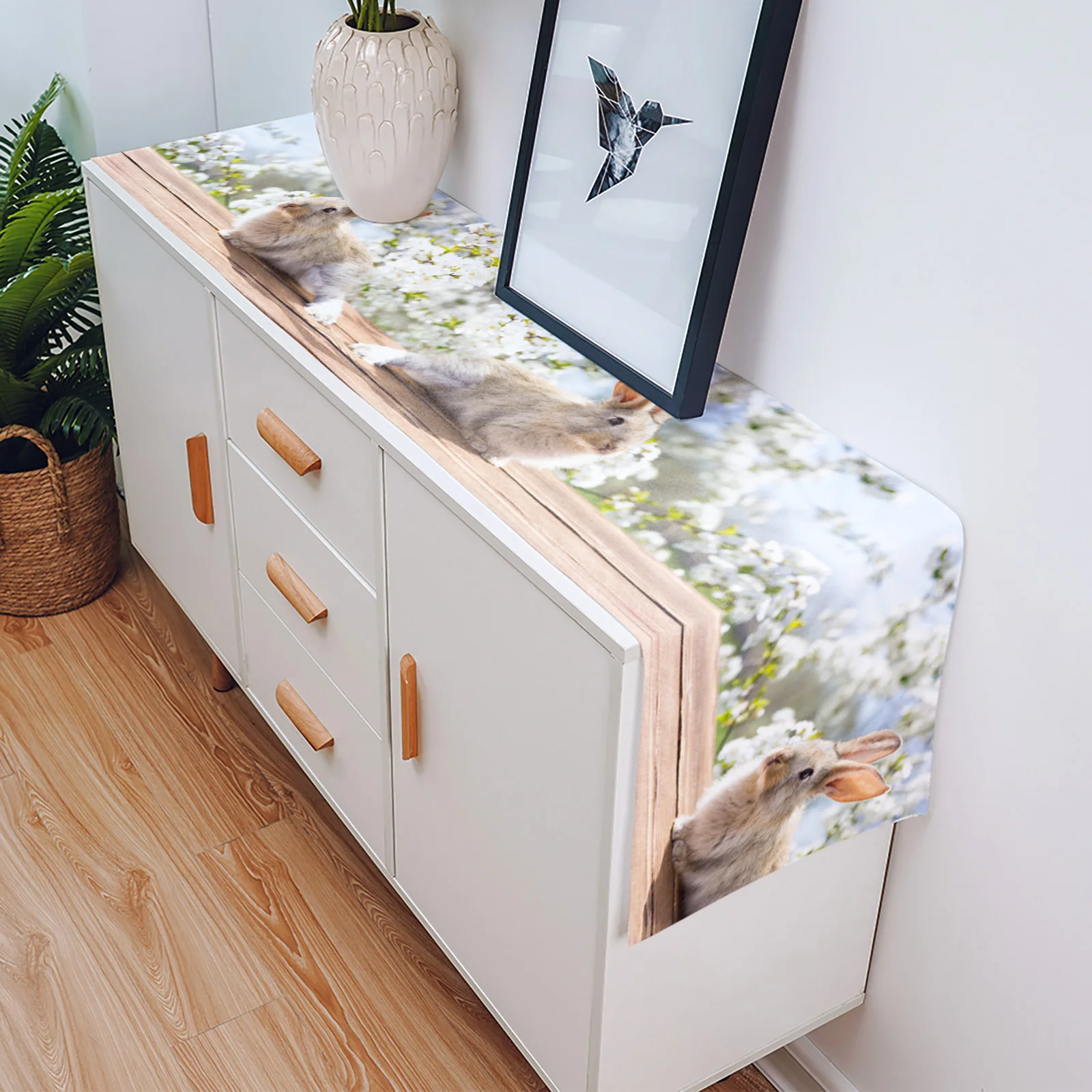 Пасхальный кролик цветок персика картина маслом украшение для стола домашний