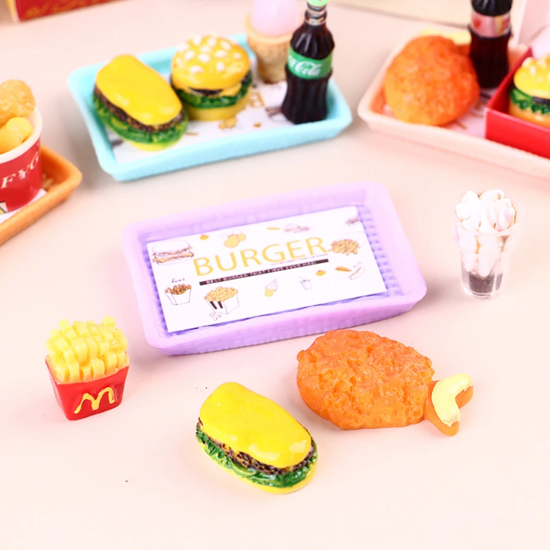 Миниатюрный Кукольный домик гамбургер картофель фри чашка-Кокс полный домашний