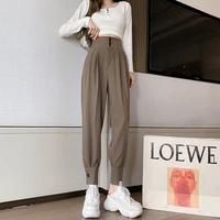 solid color harem pants new autumn trousers female fashion high waist sealed loose harlan casual black pants women clothing 80h