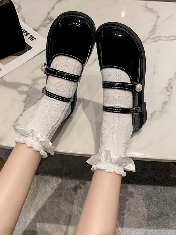 

Туфли Lolita Kawaii Mary Janes женские дизайнерские винтажные милые туфли с пряжкой в колледском стиле Женские однотонные повседневные туфли зима 2022
