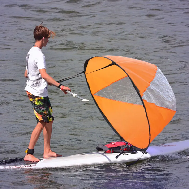 Accesorios para tabla de surf Downwind Paddle canoa inflable Drag Sail Kayak accesorios con ventana transparente propulsores plegables