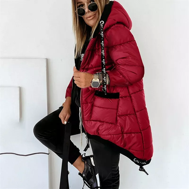 New2022 Fall Winter Women Long Thin Cotton Coat Hooded Zipper Light Weight Long Sleeve New Autumn Jacket Ladies Fashion Casual S