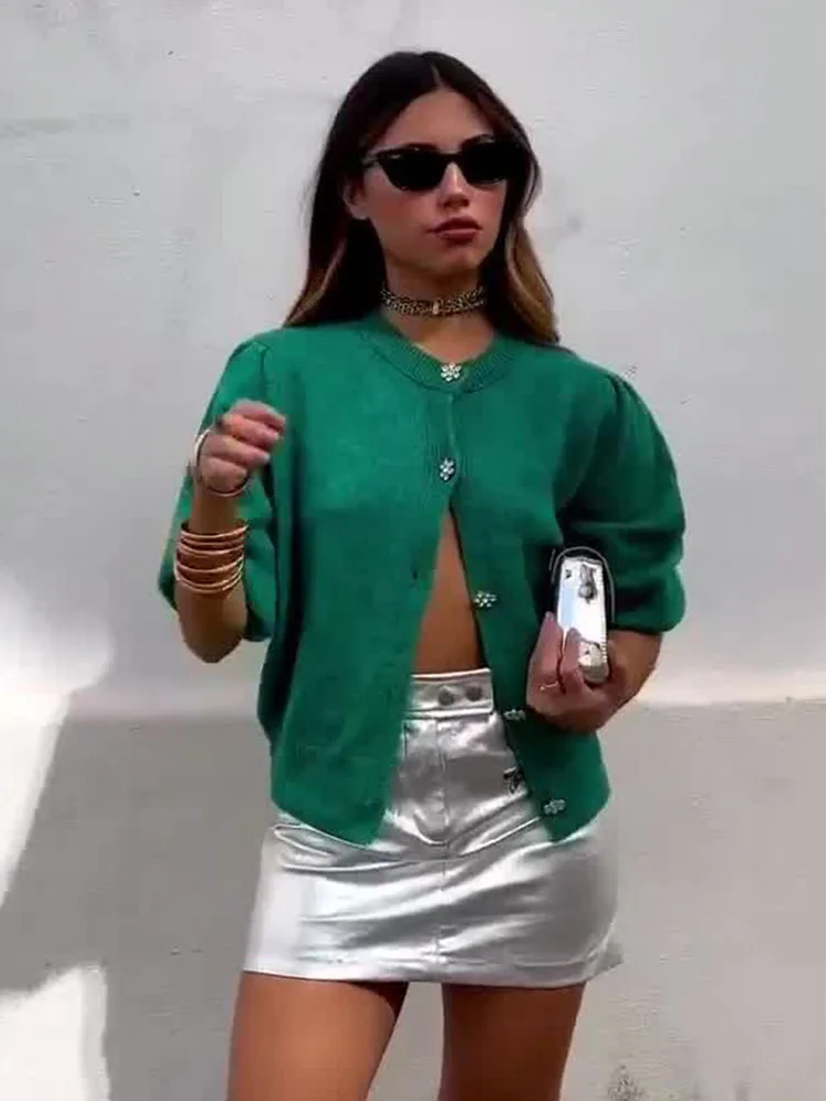 

KLKXMYT TRAF женский кардиган модные ювелирные изделия пуговицы вязаные кардиганы свитер винтажный с длинным рукавом зимняя женская верхняя оде...