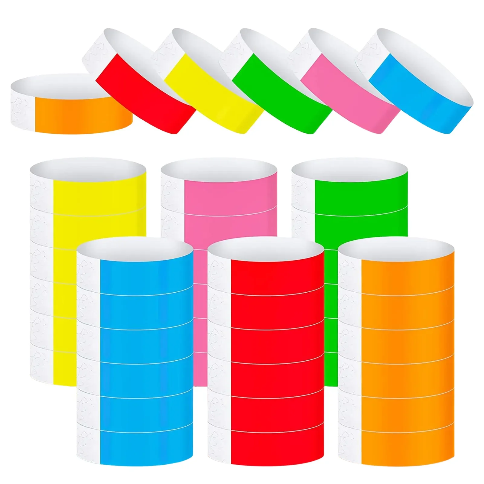 

600Pcs Paper Wristbands For Events Colored Wristbands Waterproof Paper Neon Party Wristband For Concert Bar Entrance Admission