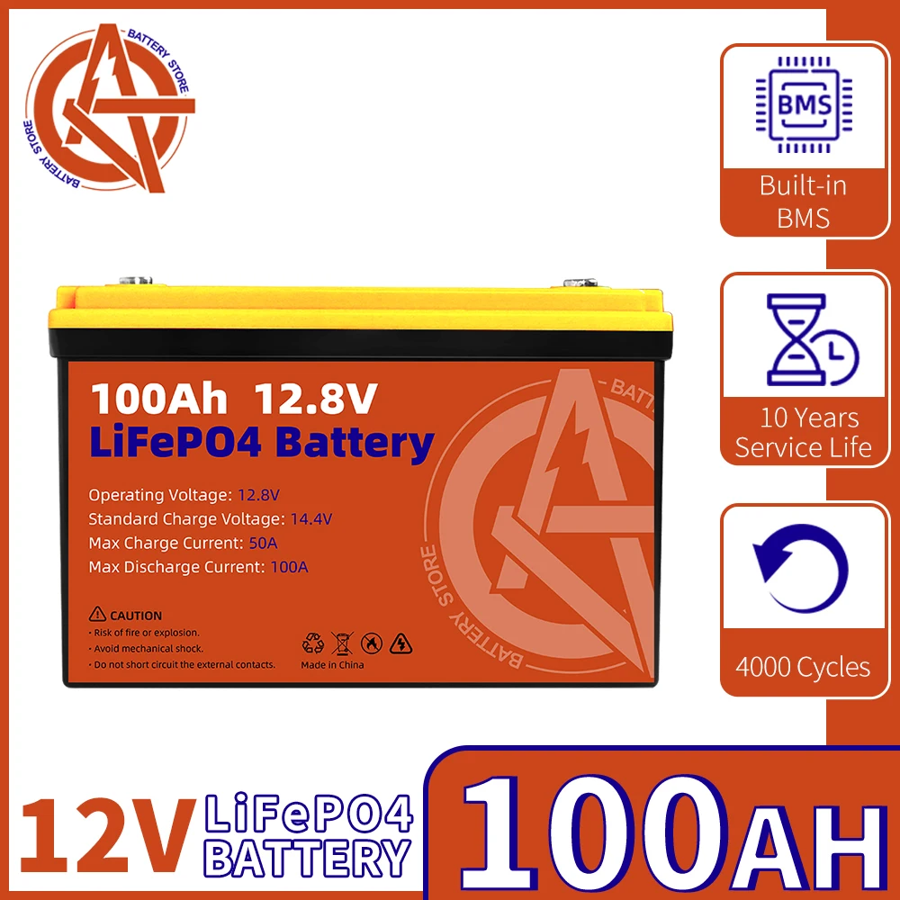 

12V 24V 100Ah 200Ah LiFePO4 Battery Grand A Lithium Iron Phosphate Battery Built-in BMS For Solar Power System RV Trolling Motor