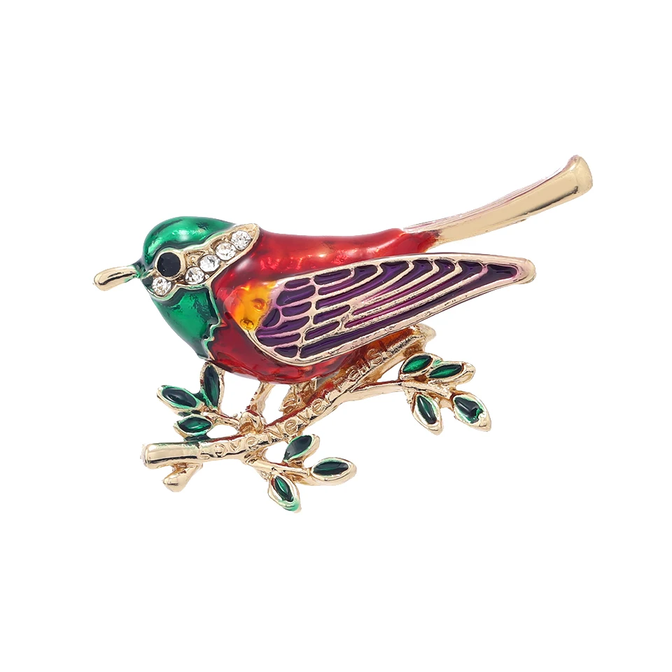 Морской пейзаж Эмалированная булавка Брошь с птицей Ювелирные булавки Женские стразы и броши Роскошь для шарфов.