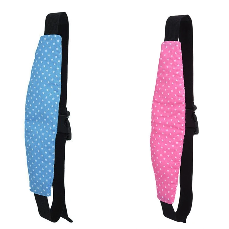 

2Pcs Fixing Band Baby Kid Head Support Holder Star Print Sleeping Belt Car Seat Sleep Nap Holder Belt (Blue&PINK)