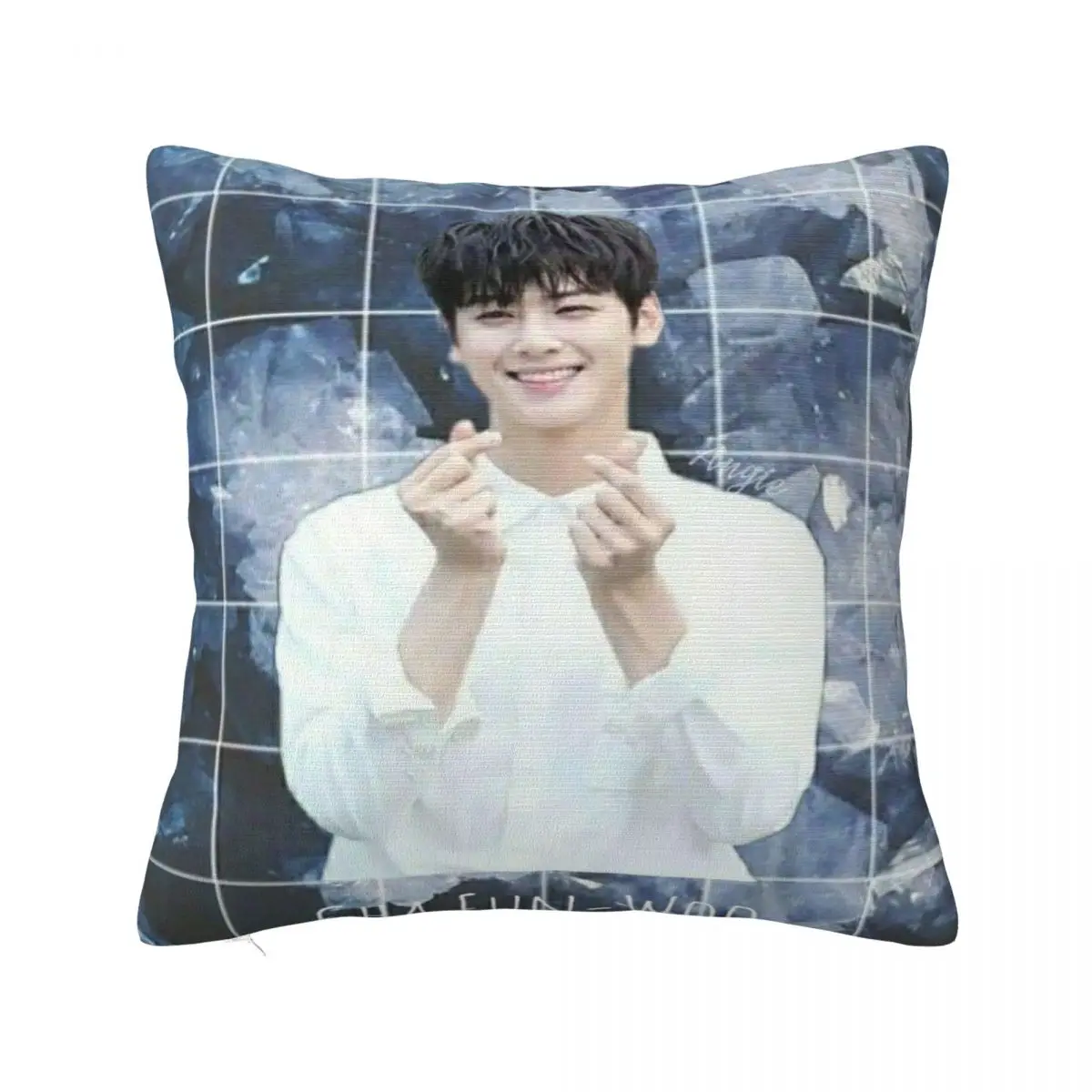 

Клетчатый чехол для подушки Cha Eunwoo, Мягкий тканевый чехол для подушки, Подарочный коллаж, чехол для подушки Superstar, чехол для домашней квадрат...