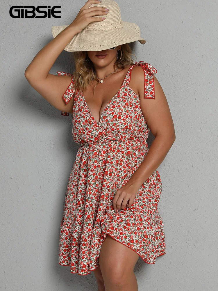 Женское платье с глубоким V-образным вырезом цветочным принтом |