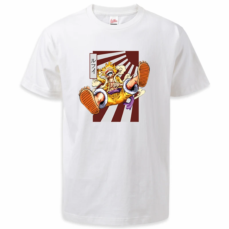 

One Piece Summer Tshirts Nika Luffy Gear 5 Mens Mangas Anime Tee Shirt Adult Cotton High Quality Camisetas Short Sleeve Tops