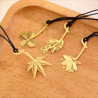 1 pcs stationery fresh flowers and plants story bookmark page clip four leaf clover metal bookmark clip