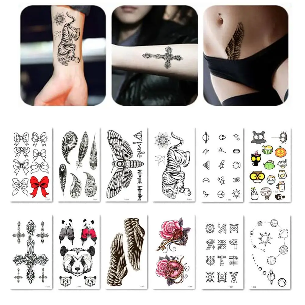 

1 Sheet Art Temporary Tattoo Sticker Waterproof Body Art Flower Animal Bowknot Women Body Finger Tatoo Kid Waterproof