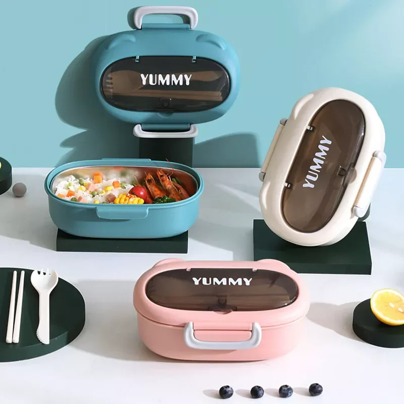 

Коробка Bento в японском стиле, милый Ланч-бокс из нержавеющей стали для женщин и детей, школьные контейнеры для пикника и еды