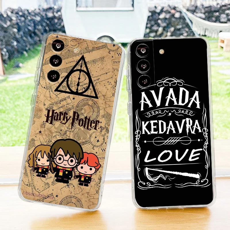 

Ring Potters Wand Harries Cute Phone Case For Samsung S23 S22 S21 S20 FE Ultra Pro Lite S10 S9 S8 Plus S7 5G Transparent Cover