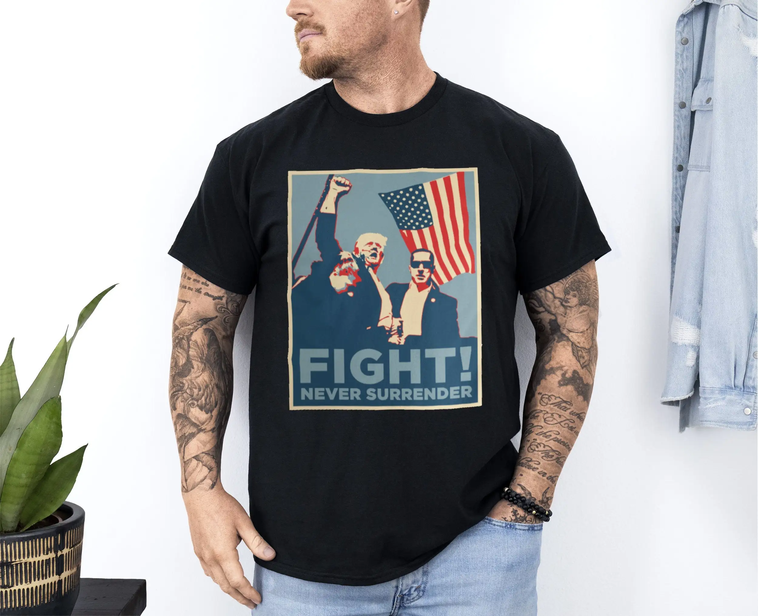 Футболка Fight Never Surrender Stand With Trump 2024 Rally Survives Pro политический пот республиканский S