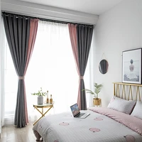 2022 now nordic stitching solid color meteor high shading cotton and linen shading modern curtain for living dining room bedroom