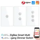 Умный выключатель света Aubess Tuya Zigbee, сенсорный выключатель со стеклянной панелью, с голосовым управлением, совместим с Alexa Google Home