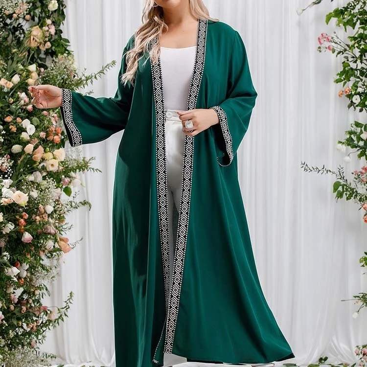 

Муслиновый кардиган Abaya для женщин, свободная Весенняя коллекция 2022, Зеленый Художественный однотонный кружевной темпераментный шифоновый...