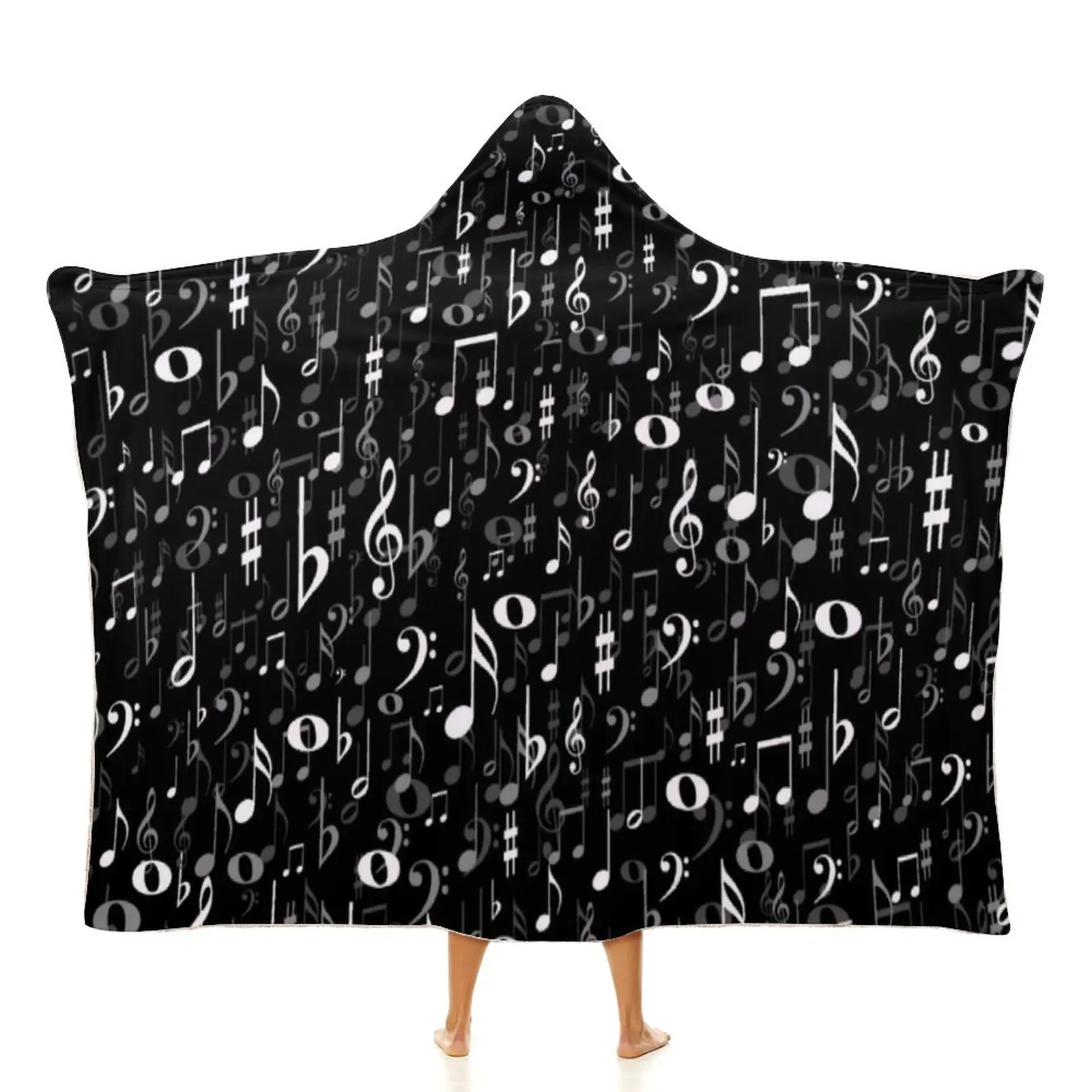 

Fun Music Notes Blanket Black And White Cheap Colorful With Hood Bedspread Fleece Meditation Soft Blanket