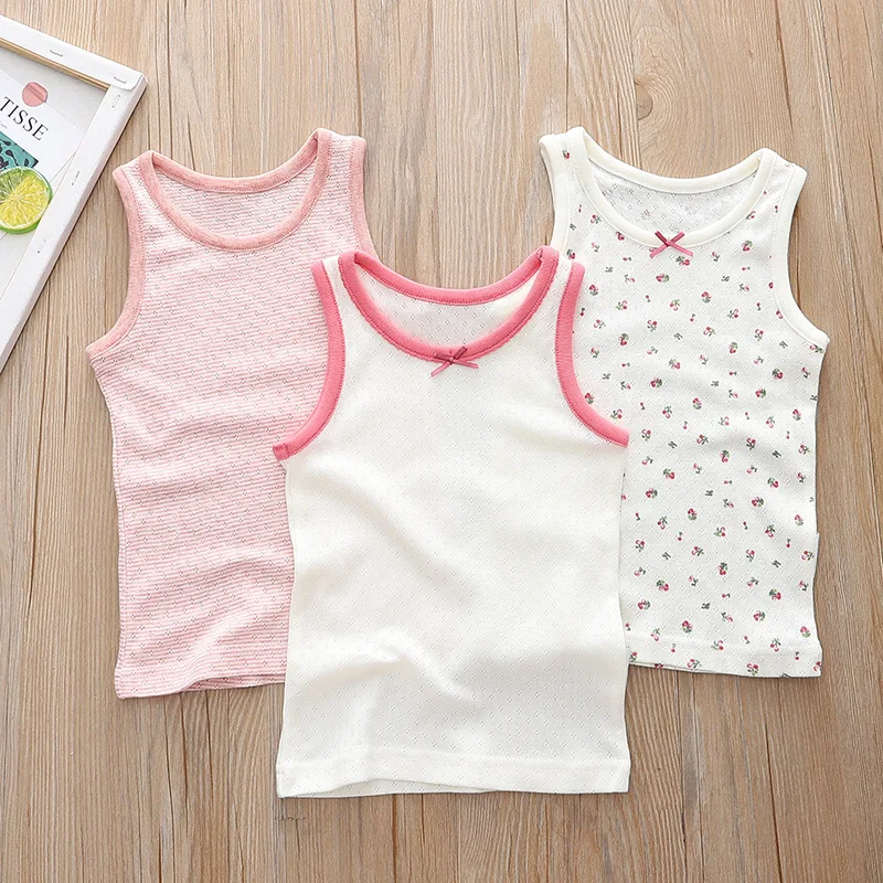 

1-10 Years Kid Girl Summer Vest Tops Girls Tees 3 Pieces in 1 pack
