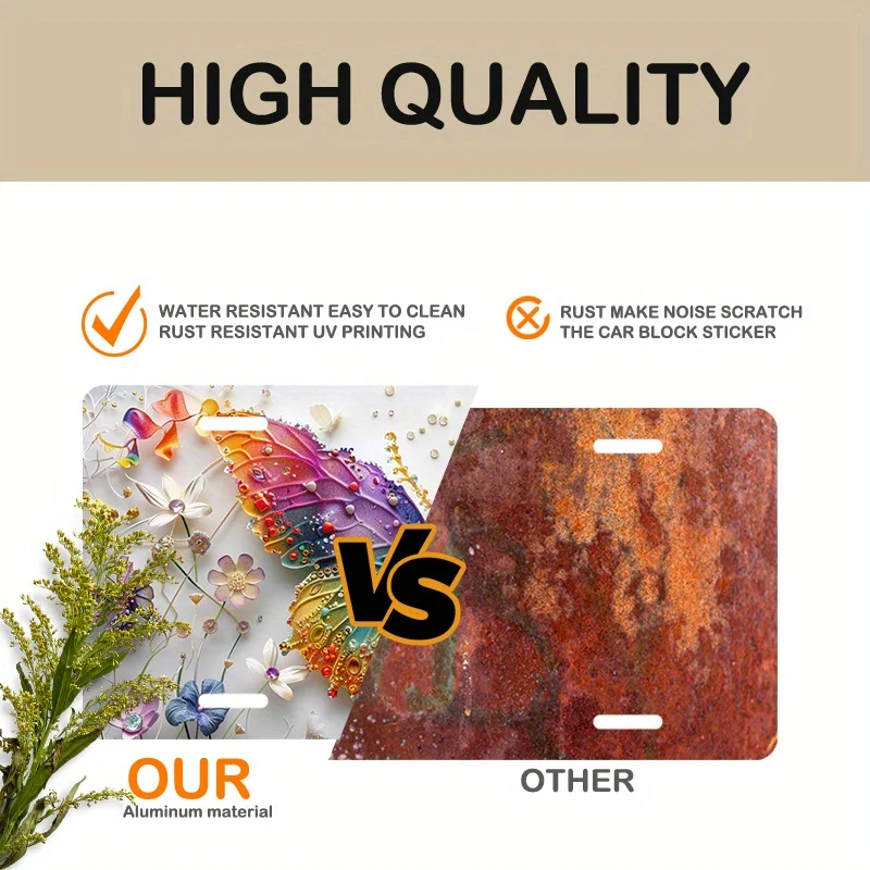 Алюминиевый номерной знак Butterfly Art-6x12 дюймов водонепроницаемый и нержавеющий