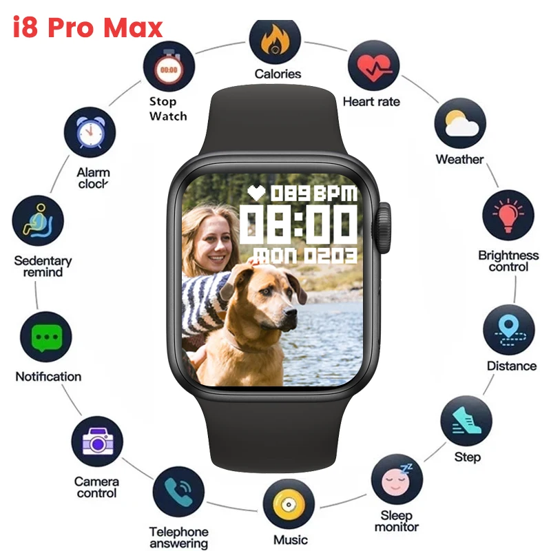 

i8 Pro Max Answer Call Smart Watch Sport Fitness Tracker Custom Dial Smartwatch Men Women Gift For Apple Phone PK IWO 27 X8 T500