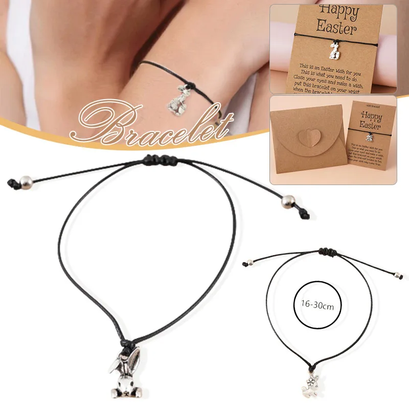 

Пасхальные пожелания ножной браслет благословение металлический сплав, кулон, браслет Вощеная Веревка запястье Декор унисекс Регулируема...